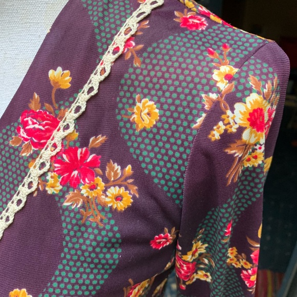 Vintage 70's Floral Empire Waist Maxi Dress XS Flower Power - Picture 14 of 16